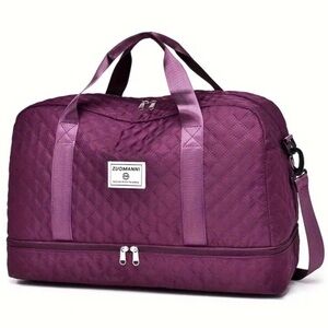 Purple Quilted Duffel Bag